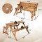 Wooden 2-in-1 Picnic Table Bench with Umbrella Hole, Convertible Design